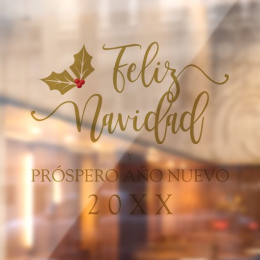 スペインの金ゴールドフェリズナビダッドお洒落タイポグラフィ ウィンドウサイン (シート2)