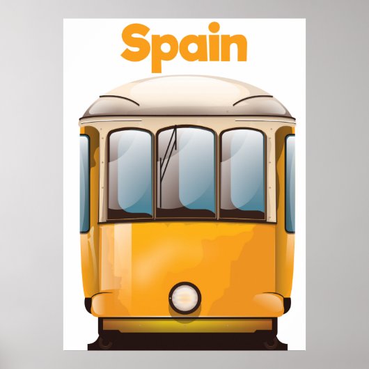 スペインの黄色い路面電車の旅行ポスター ポスター (正面)