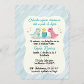 スペインの/エスパニョールベイビーシャワー恐竜の水彩画 招待状 (正面/裏面)