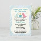 スペインの/エスパニョールベイビーシャワー恐竜の水彩画 招待状 (スタンド正面)