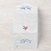 スペインの,カラフルフローラハート結婚ス オールインワン招待状 (外側)