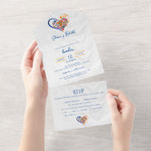 スペインの,カラフルフローラハート結婚ス オールインワン招待状 (貼ってはがせる)