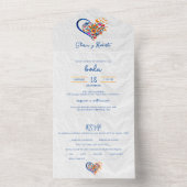 スペインの,カラフルフローラハート結婚ス オールインワン招待状 (内側)