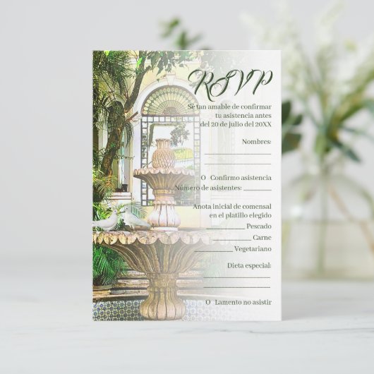 スペインの、ハシエンダとホワイトドーヴ・メキシコ結婚ニア 出欠カード (スタンド正面)