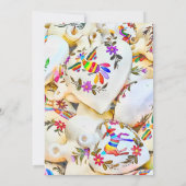 スペインの,フローラカラフルハートメキシ結婚カン 招待状 (裏面)