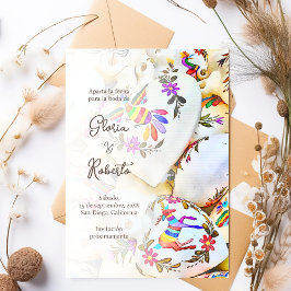 スペインの,フローラカラフルハートメキシ結婚カン 招待状