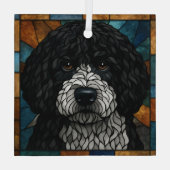 スペインの/ポルトガルの水犬「ステンドグラス」 ガラスオーナメント (裏面)