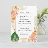 スペインの，ライトグリーンエレガントフローラキンセニェラ 招待状 (スタンド正面)