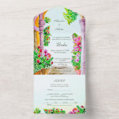 スペインの，水彩フローラオールドタウンメキシコ結婚ズ オールインワン招待状 (内側)