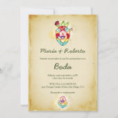 スペインの,素朴フローラハート結婚ス 招待状 (正面)