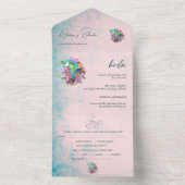 スペインの,花素朴のハートメ結婚キシカン オールインワン招待状 (内側)