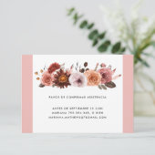 スペインの、赤面、ピンクとバーガンディのフローラRSVPカード 出欠カード (スタンド正面)