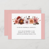 スペインの、赤面、ピンクとバーガンディのフローラRSVPカード 出欠カード (正面/裏面)