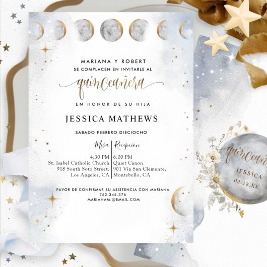 スペインの,金ゴールド，ホワイトシルバーシニアキンセニェラ 招待状