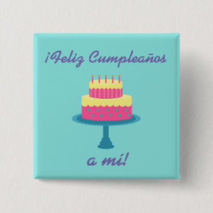 スペインの "Feliz cumpleanyos" "ハッピーバースデー"ボタン 缶バッジ