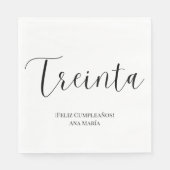 スペインのBlack & White Minimalist 30th Birthday スタンダードランチョンナプキン (正面)