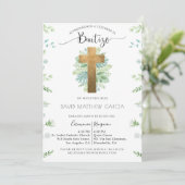 スペインのBoy or Girl Greenery Green Mint Baptism 招待状 (スタンド正面)