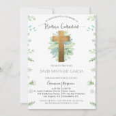 スペインのBoy or Girl Greenery Mint First Communion 招待状 (正面)