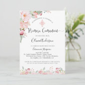 スペインのFirst Communionバラ金ゴールド、ミントフローラ 招待状 (スタンド正面)