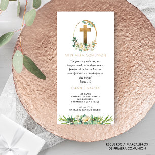 スペインのFirst Communion Greenery Bookmarkの好意 サンキューカード