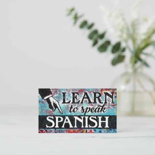 スペインのLanguage Lessons Business Card - Blue Red 名刺 (スタンド正面)