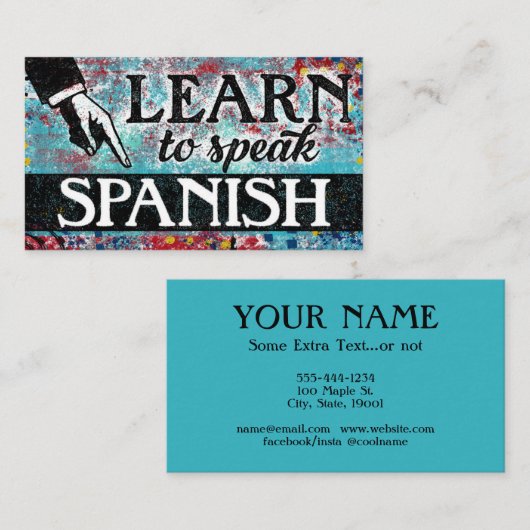 スペインのLanguage Lessons Business Card - Blue Red 名刺 (正面/裏面)