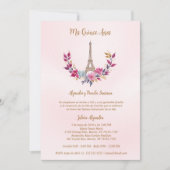 スペインのQuinces Pink Garlandエッフェルタワー写真 招待状 (正面)