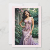 スペインのQuinces Pink Garlandエッフェルタワー写真 招待状 (裏面)