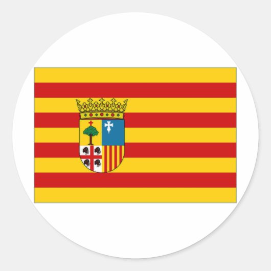 スペインアラゴン国旗 ラウンドシール (正面)