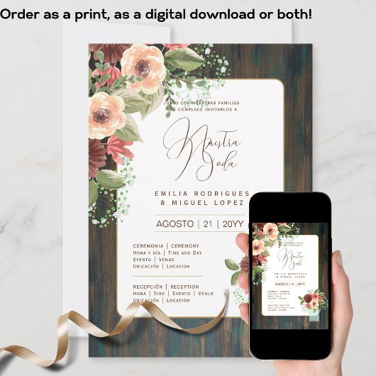 スペインインビタシオンデボダ結婚フローラの素朴I 招待状