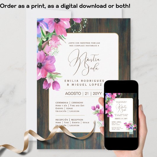 スペインインビタシオンデボダ結婚フローラの素朴I 招待状