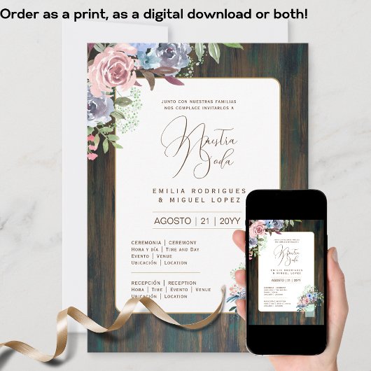 スペインインビタシオンデボダ結婚フローラの素朴I 招待状