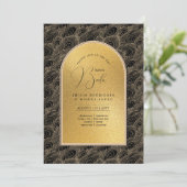 スペインインビタシオンボエレガントダブラック金ゴールド結婚ズ 招待状 (スタンド正面)
