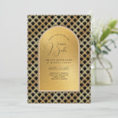 スペインインビタシオンボエレガントダブラック金ゴールド結婚ズ 招待状 (スタンド正面)