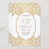 スペインインビタシオンボダエレガントホワイト華美金ゴールド 招待状 (正面/裏面)