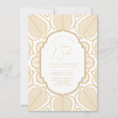 スペインインビタシオンボダエレガントホワイト金ゴールド結婚ズ 招待状 (正面)