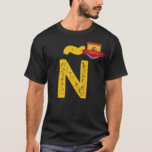 スペインエスパーニャ人旗文字Nスペインエスパーニャ Tシャツ (正面)