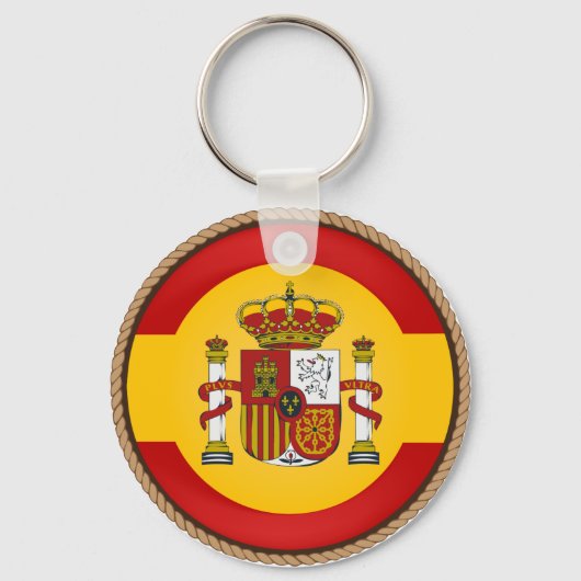 スペインカッコいい国旗のシール キーホルダー (正面)