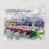 スペインカラフルのアストゥリアス州ルアルカの魚釣りボート。 ポストカード (正面)