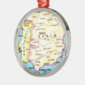 スペインカラフルデザインの地図 メタルオーナメント (左)