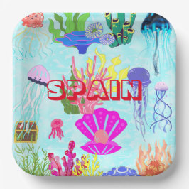 スペインクラゲカラフル水中モダン ペーパープレート