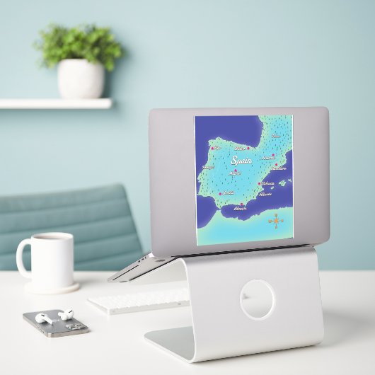 スペインクラシックの地図 シール (デスク上のノートパソコン)