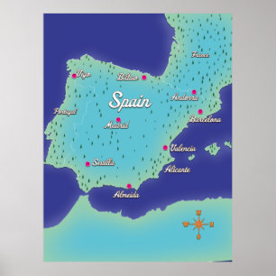 スペインクラシックの地図 ポスター