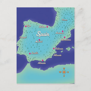 スペインクラシックの地図 ポストカード