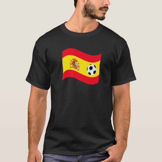 スペインサッカーグラフィック国旗プライドサッカーS Tシャツ (正面)
