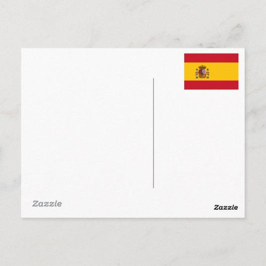 スペインスペインのの有名なアイテムを持つ国旗 ポストカード (裏面)