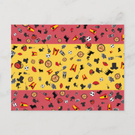 スペインスペインのの有名なアイテムを持つ国旗 ポストカード