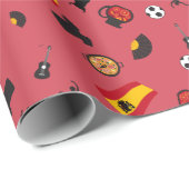 スペインスペインのの有名なアイテムを持つ国旗 ラッピングペーパー (ロールコーナー)