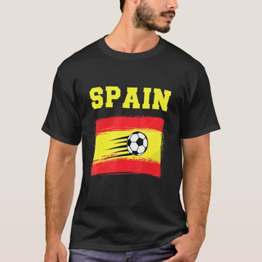 スペインスペインのサッカー国旗デザイン男性へ Tシャツ (正面)