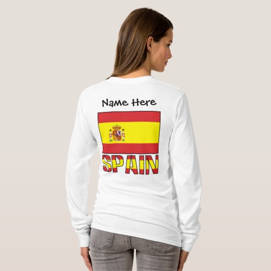 スペインスペインの及びパーソナライズされた国旗の女性 Tシャツ (裏面フル)